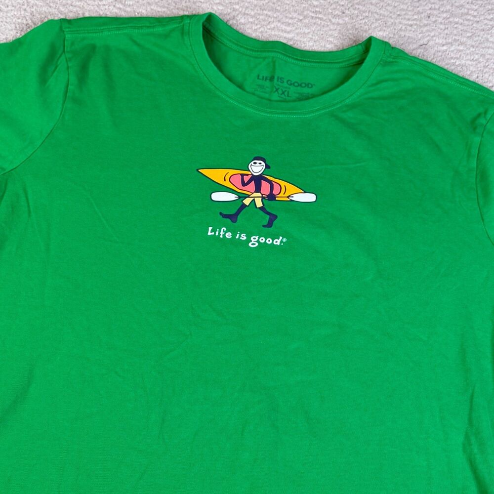 LIFE IS GOOD Shirt Mens 2XL Green  Kayak Jake Graphic Crusher Lite 2554